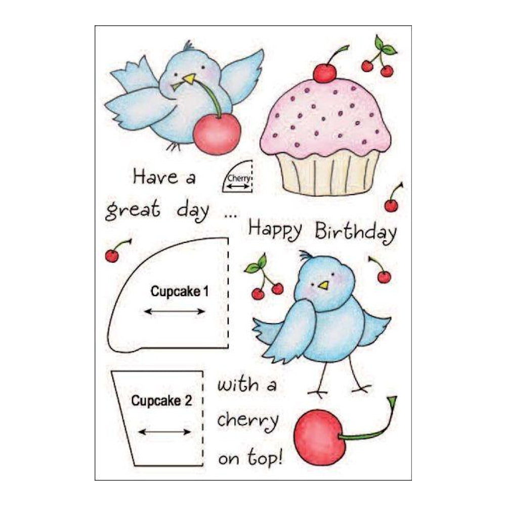 Cupcake Birdy Stamps / Sellos de Polímero Pájaro y Cupcake Descontinuado Honey Pop