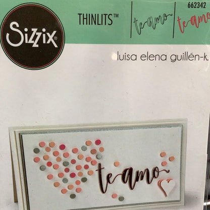 Thinlits Die Te Amo (I Love You) Die / Suaje Te Amo Descontinuado Sizzix