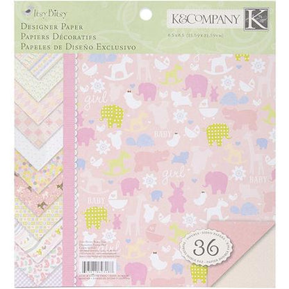 Itsy Bitsy Double Sided Paper Pad 8.5" Baby Girl / Papel Doble Cara Bebé Niña Descontinuado K &amp; Company