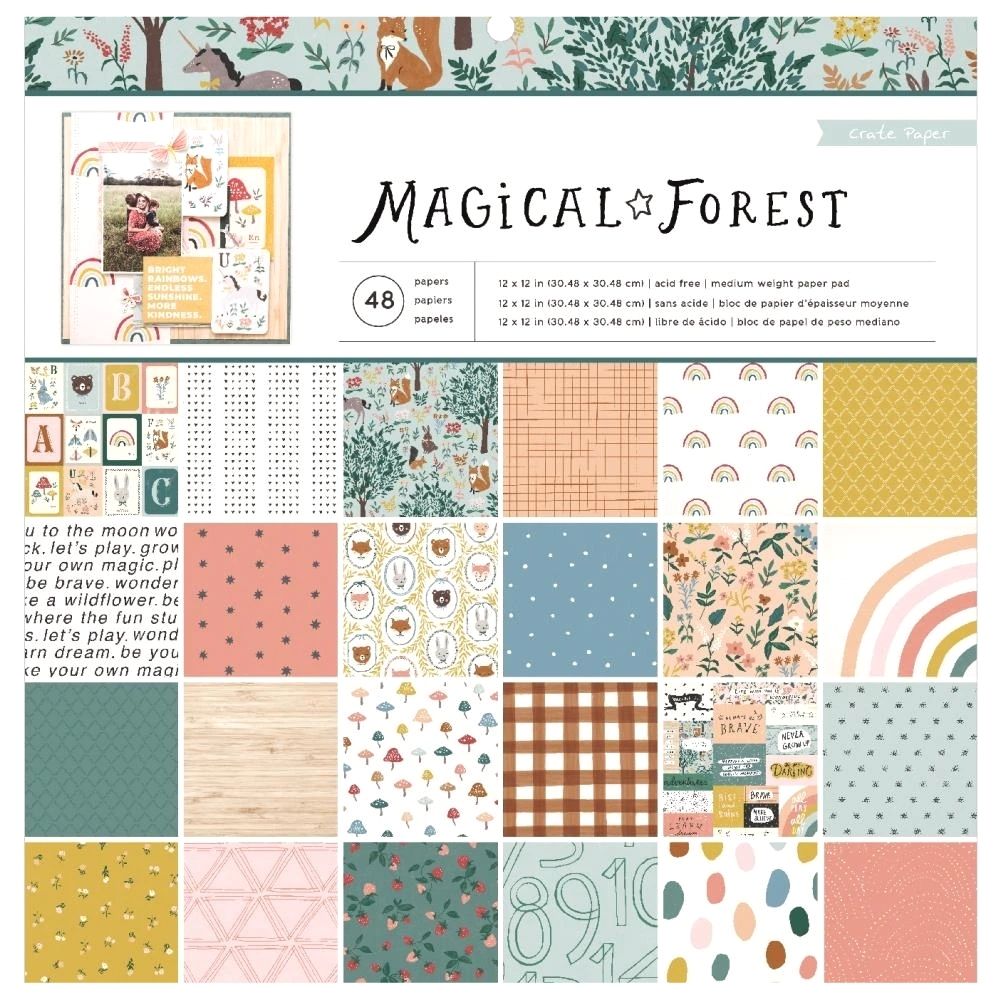 Magical Forest Paper Pad / Block de Papel Decorado Bosque Mágico 12x12 Descontinuado Crate Paper