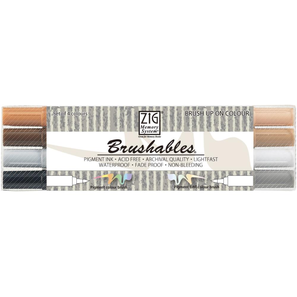Brushables Dual-Tip Markers / Marcadores Doble Tono Punta Pincel Cafés Descontinuado Zig Memory System
