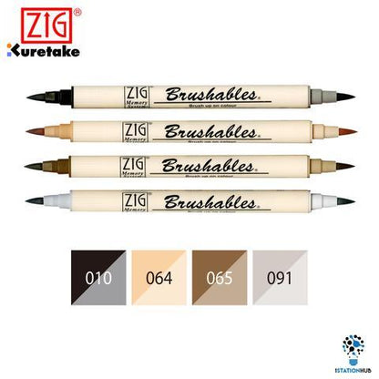 Brushables Dual-Tip Markers / Marcadores Doble Tono Punta Pincel Cafés Descontinuado Zig Memory System