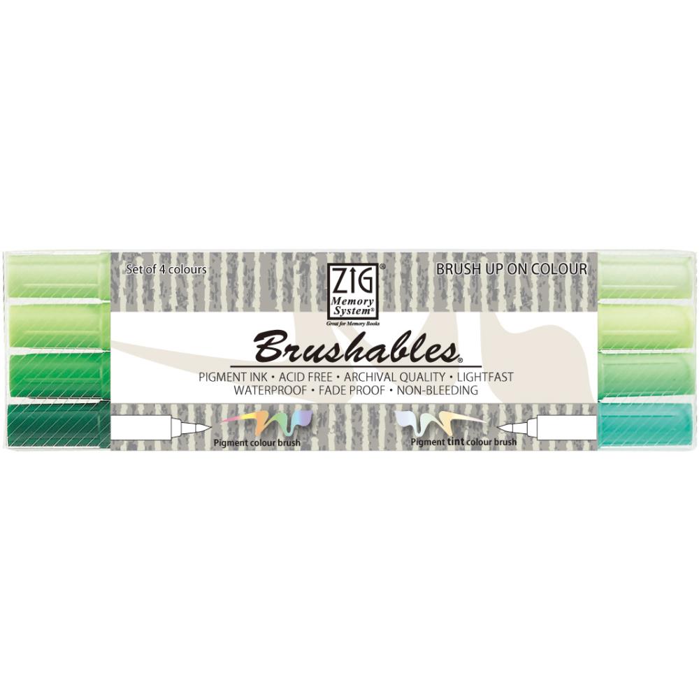 Brushables Dual-Tip Markers / Marcadores Doble Tono Punta Pincel Verdes Descontinuado Zig Memory System