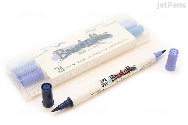Brushables Dual-Tip Markers / Marcadores Doble Tono Punta Pincel Violetas Descontinuado Zig Memory System