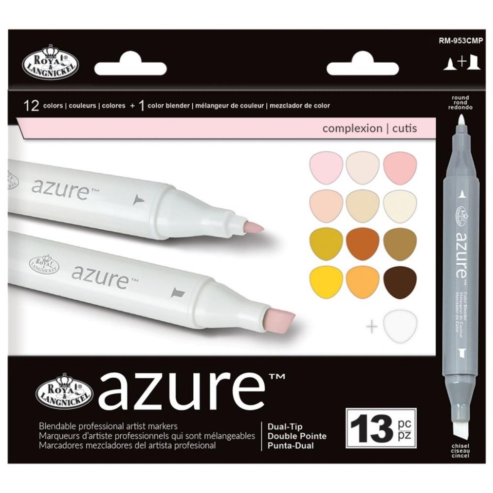 Azure Marker Set Complexion / 13 Marcadores Alcohol Tonos Piel Colores y Plumones Royal Langnickel