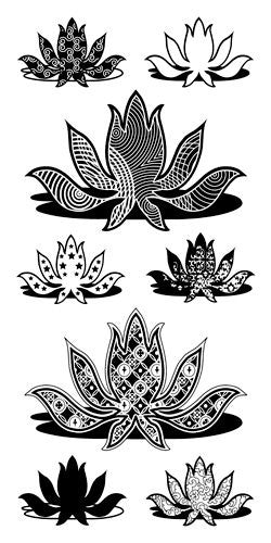 Sellos de Polímero Arbusto / Patterned Lotus Flowers