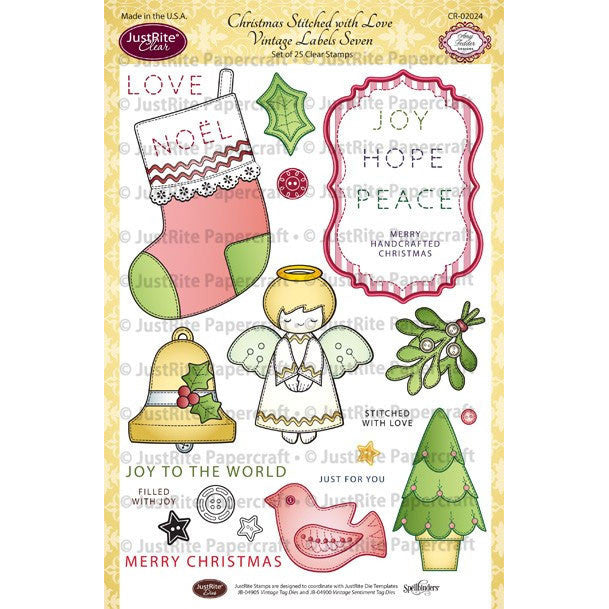 Sellos de Polímero de Navidad / Chrismas Stitched With Love Descontinuado JustRite