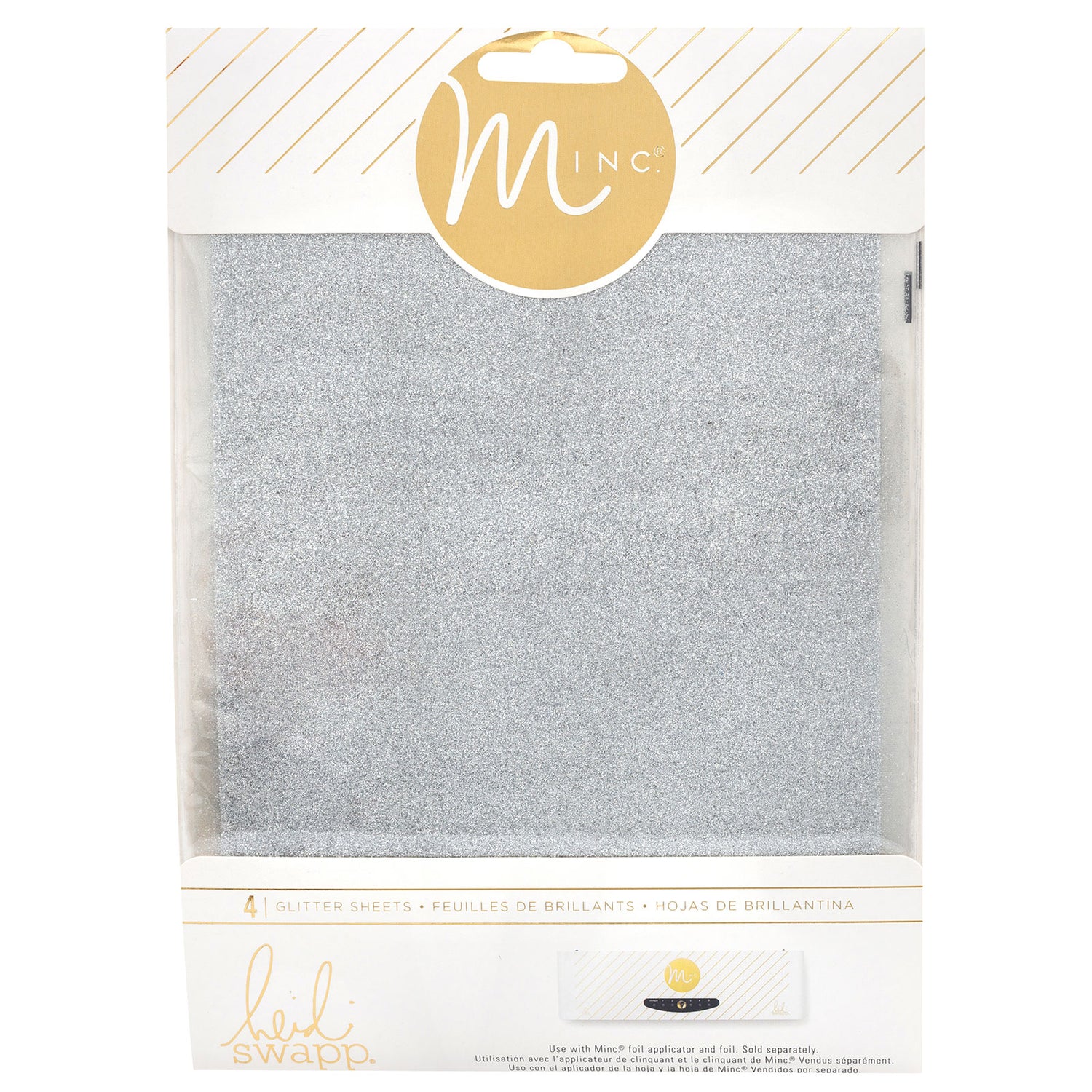 Minc Glitter Sheets Silver / 4 Hojas de Papel Metalizado Brillitos Plata Foil Heidi Swapp