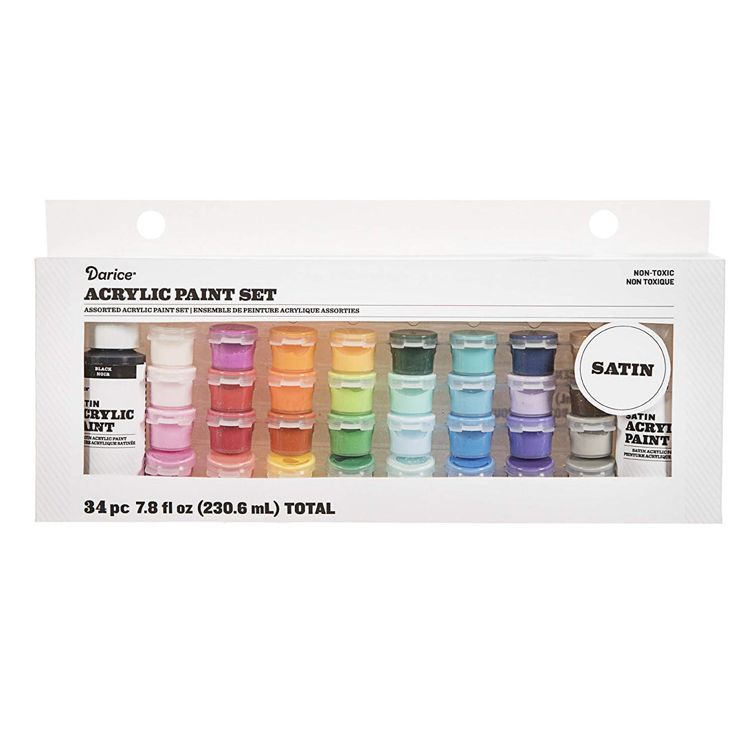 Acrylic Paint Pot Set 34 Pc. Satin / 34 Botecitos de Pintura Acrílica Satinada Descontinuado Darice