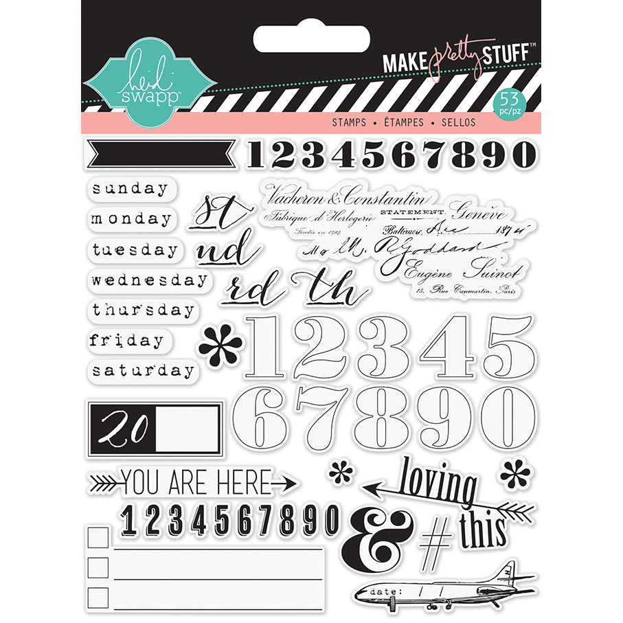 Planner Stamps Make Pretty Stuff  / 54 Sellos de Polímero Para Agenda Descontinuado Heidi Swapp
