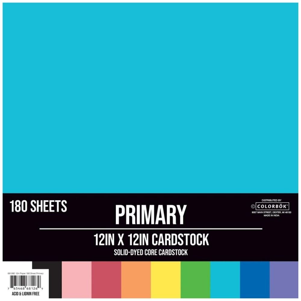 Primary Cardstock 12 in / 180 Hojas de Cartulina de Colores