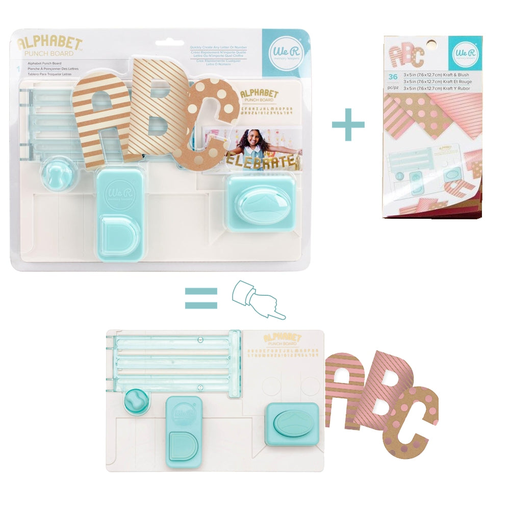 Alphabet Punch Board &amp; Paper Kit / Tabla Para Hacer Letras y Papel Metalizado Descontinuado We R Memory Keepers