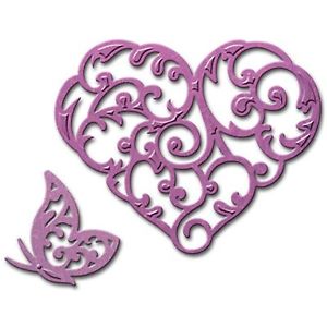 Shapeabilities Die D-Lites Heart &amp; Flutter / Suaje de Coazón y Mariposa Dados de Corte / Suajes / Troqueles Spellbinders