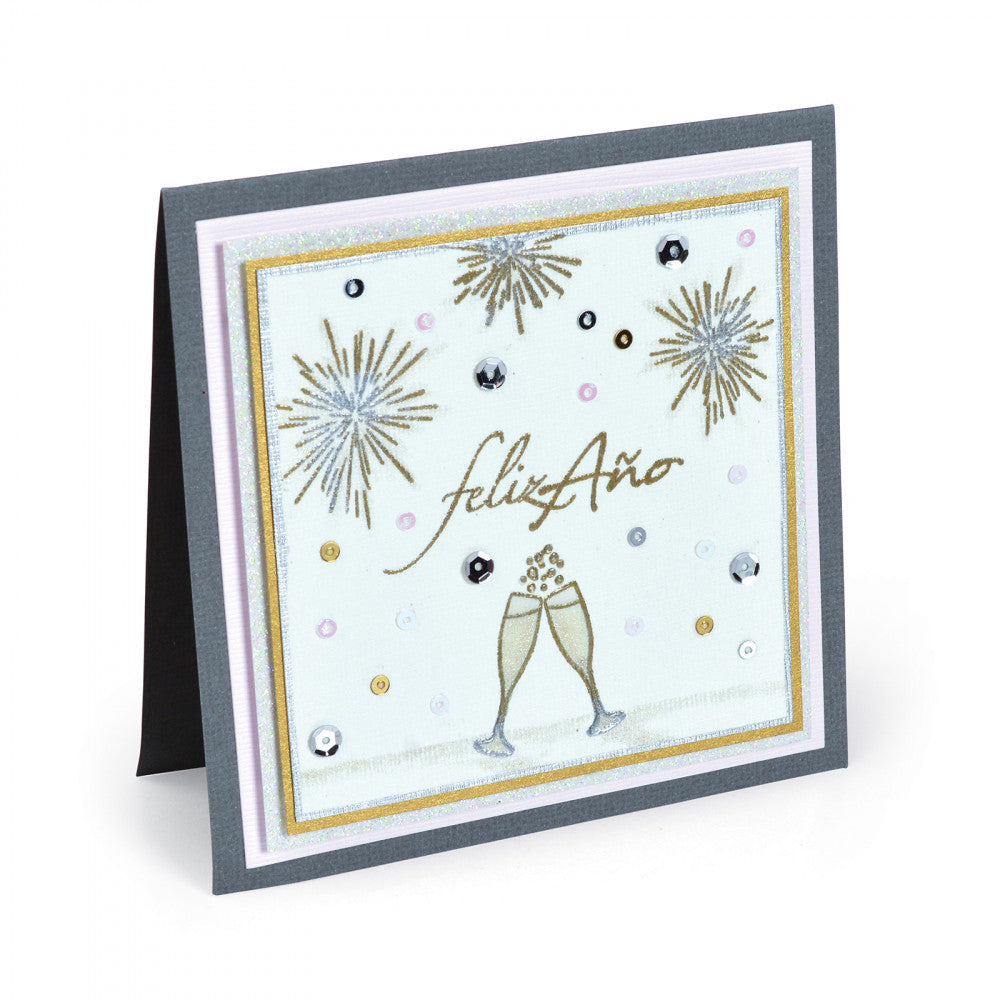 Clear Stamps Frases Festivas / Sellos Acrílicos Frases Festivas en Español Descontinuado Sizzix