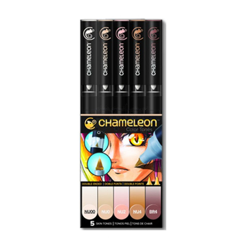 Chameleon Color Tones Markers 5 Pc Skin Tones / Marcadores Camaleon Piel