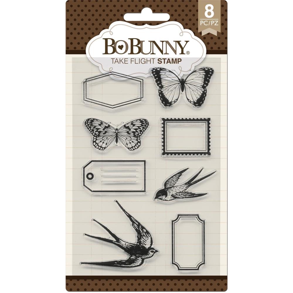 Secret Garden-Take Flight Stamps / Sellos de Polímero de Mariposas, Aves y Etiquetas Sellos BoBunny