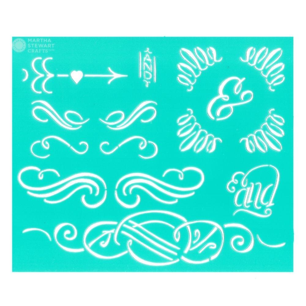 Calligraphic Corners / 3 Esténciles Decorativos Esténciles / Plantillas Martha Stewart