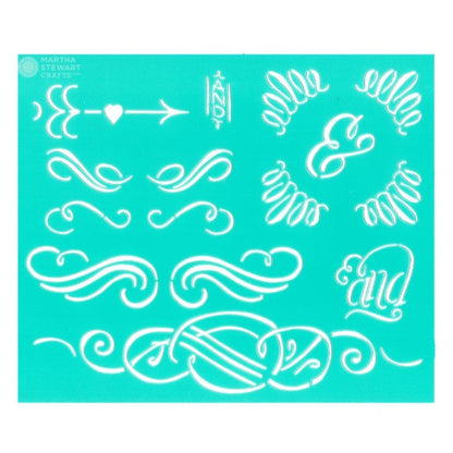 Calligraphic Corners / 3 Esténciles Decorativos Esténciles / Plantillas Martha Stewart