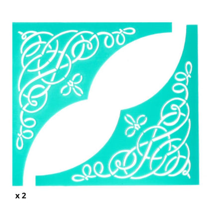 Calligraphic Corners / 3 Esténciles Decorativos Esténciles / Plantillas Martha Stewart