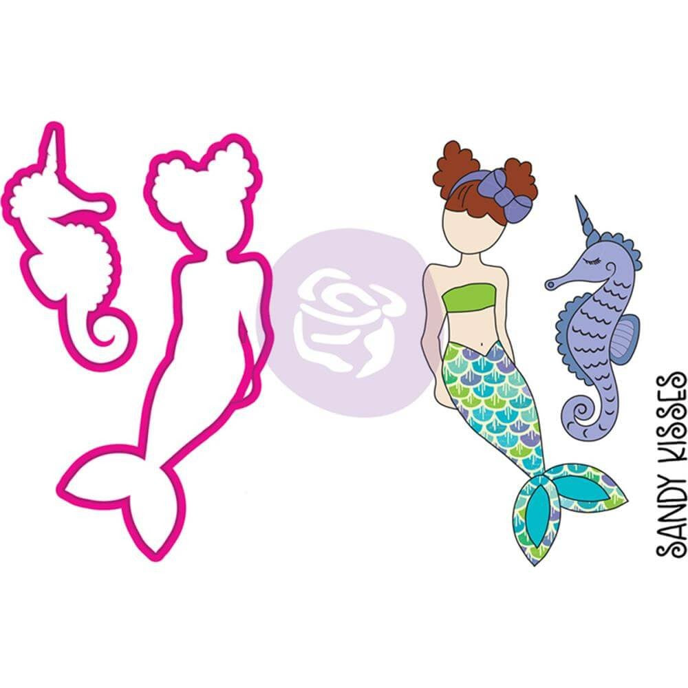 Stamp & Die Set Mermaid Kisses Merbaby / Suaje y Sello de Sirena y Caballo de Mar