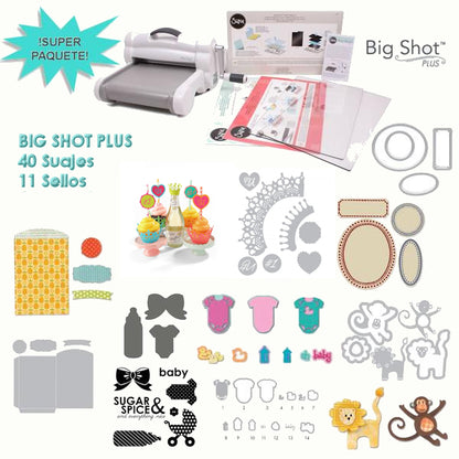 Big Shot PLUS White &amp; Gray Machine + 51 Xtras / Paquete Especial Máquina de Corte y Grabado Descontinuado Sizzix