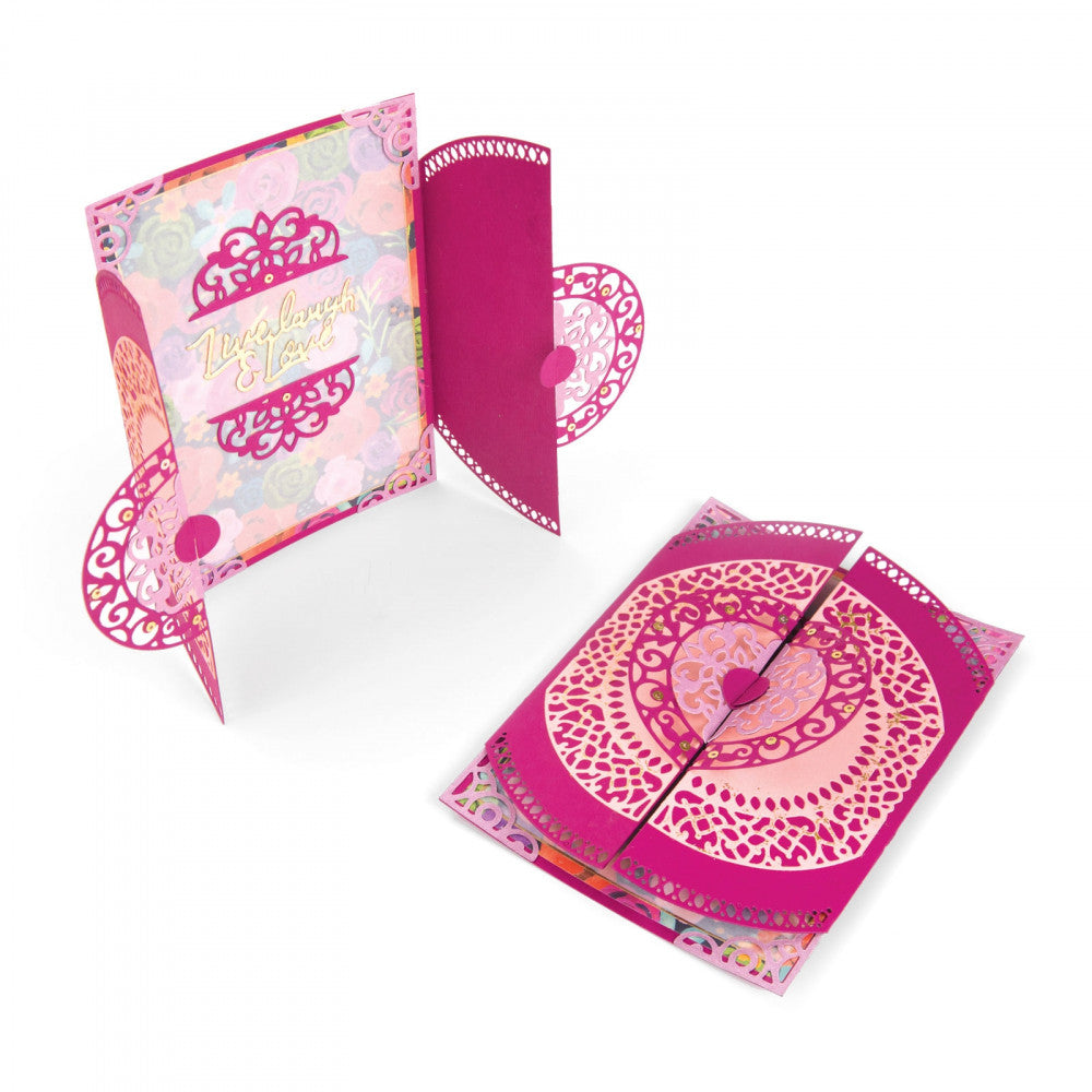 Thinlits Card Moroccan Lace Flip and Fold Die / Suaje de Tarjeta de Encaje Marroqui