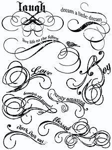Word Flourishes Clear Stamps / Sellos de Polímero de Remolinos Descontinuado Autumn Leaves