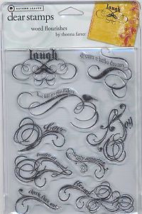 Word Flourishes Clear Stamps / Sellos de Polímero de Remolinos Descontinuado Autumn Leaves
